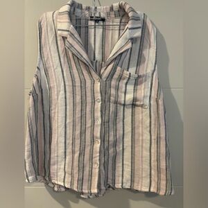 Angels Plaid Button-Up Shirt in Pink and Gray
